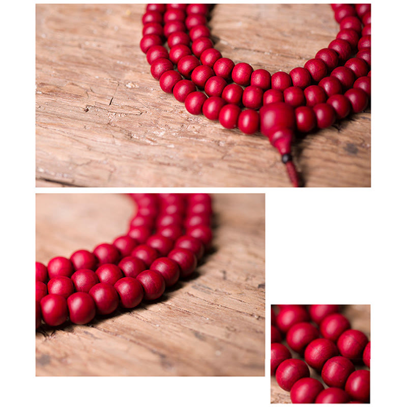 Buddha Stones 108Mala天然アベリアビフローラ 木製 保護ブレスレット