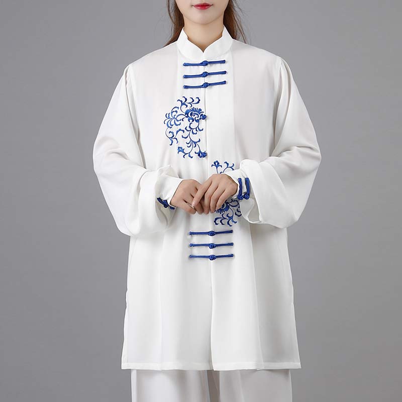 Buddha Stonesの花刺繍瞑想祈りスピリチュアル禅太極拳気功練習ユニセックス服セット