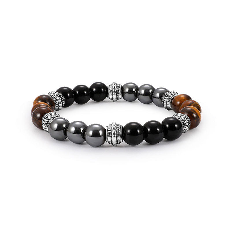 Buddha Stonesタイガーアイとヘマタイトの幸運と癒しのブレスレット