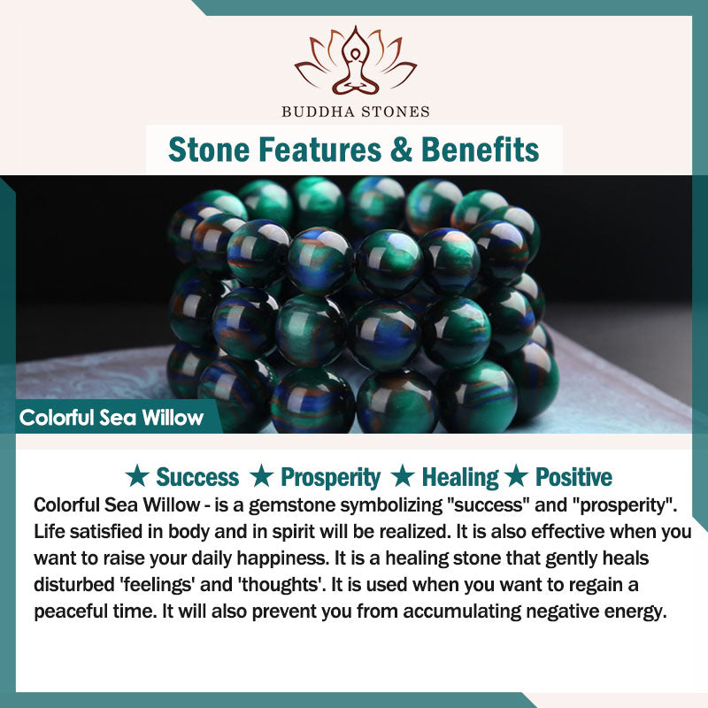 Buddha Stonesカラフル シーウィローMalaポジティブ ブレスレット リング