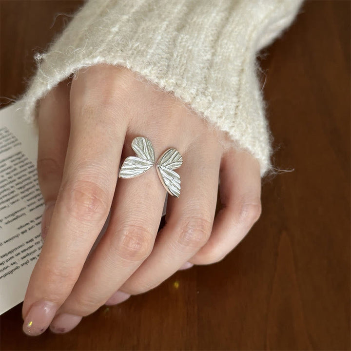 Buddha Stones925スターリングシルバー バタフライ ラブ フリーダム リング