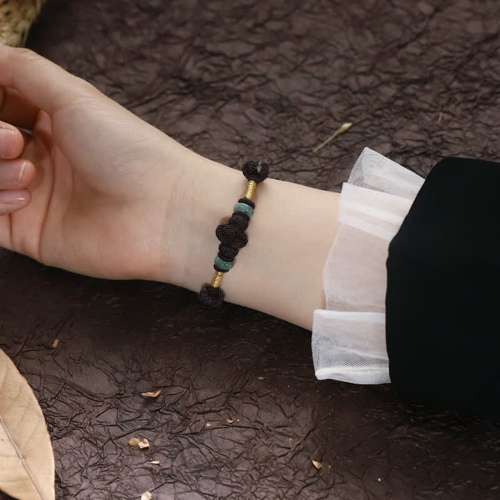 Buddha Stones 赤い糸 カップルブレスレット 翡翠入り 開運 編み紐 ペアアクセサリー