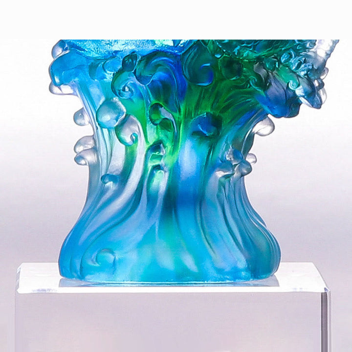 Buddha Stones手作り 青龍 琉璃 クリスタルアートピース 成功の守護 自宅 オフィス 装飾