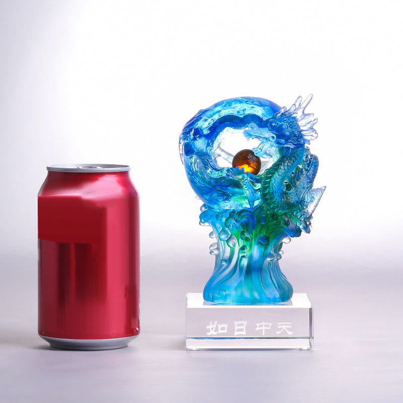 Buddha Stones手作り 青龍 琉璃 クリスタルアートピース 成功の守護 自宅 オフィス 装飾