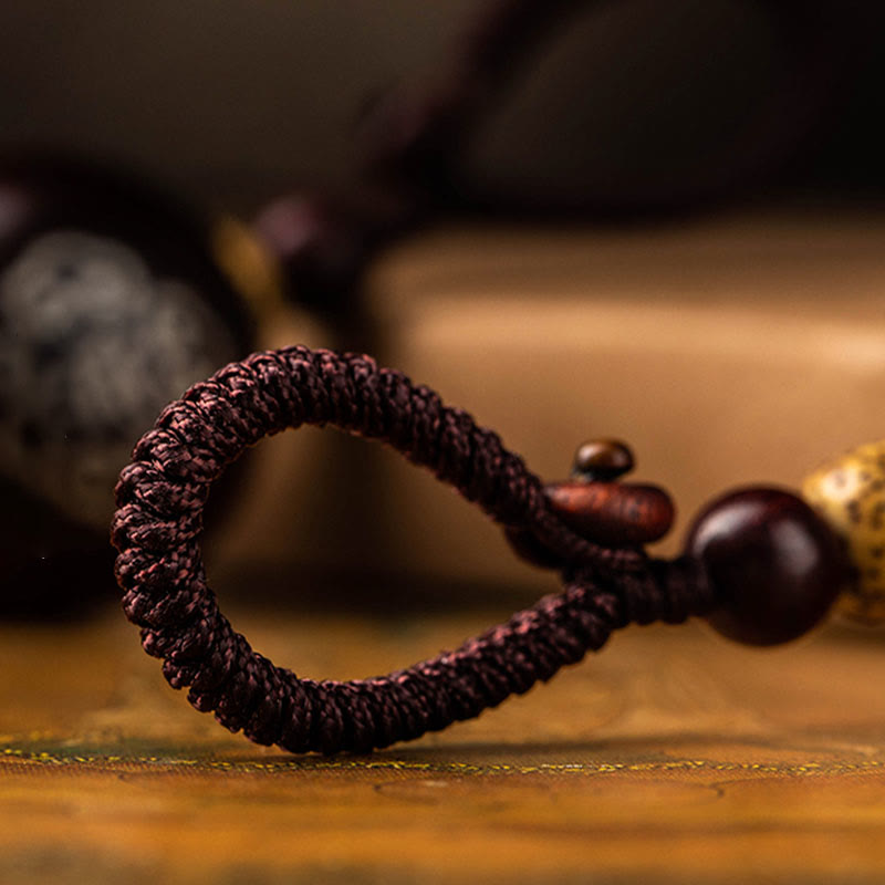 チベット黒檀小葉紅檀ひょうたん幸運守護キーホルダー