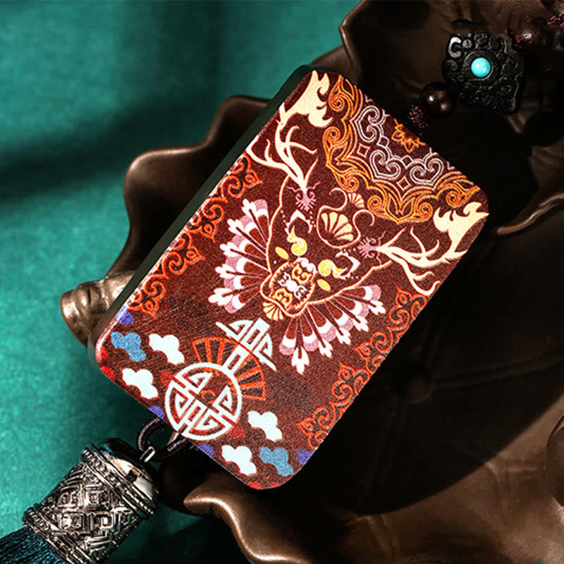 Buddha Stones手作り ヘラジカ 鹿 黒檀 木製 バランス タッセル 車 吊り下げ 装飾