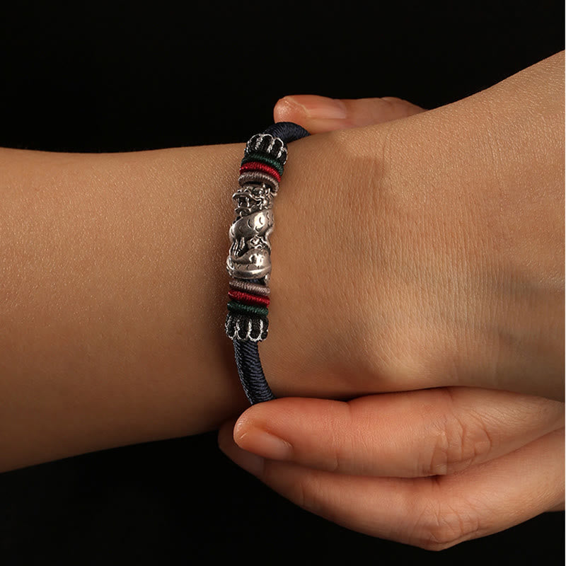 Buddha Stonesハンドメイド925スターリングシルバー龍年縁起の良い龍の幸運ロープブレスレット
