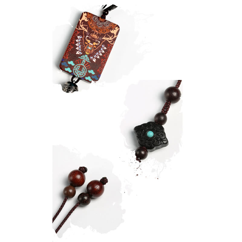 Buddha Stones手作り ヘラジカ 鹿 黒檀 木製 バランス タッセル 車 吊り下げ 装飾