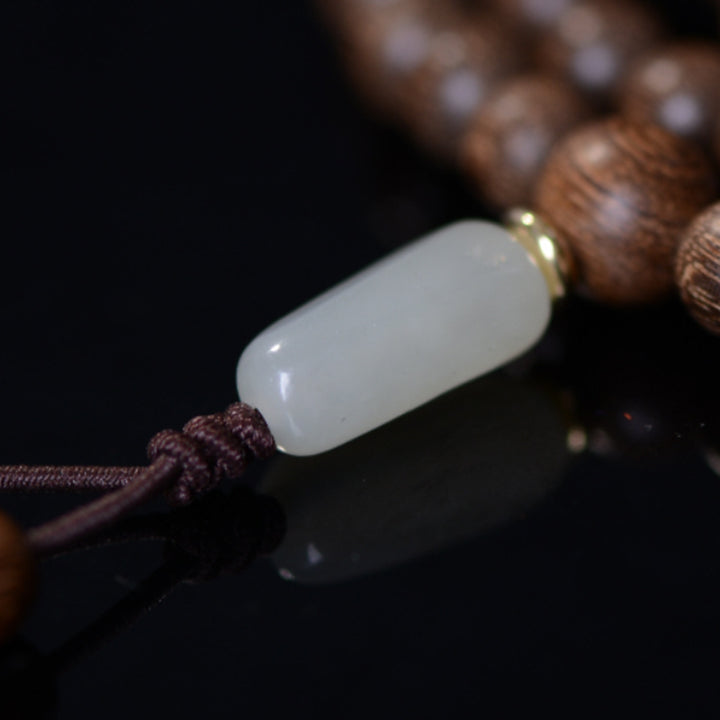 Buddha Stones 108 個入りMalaビーズ ローズウッド 翡翠 カームブレスレット