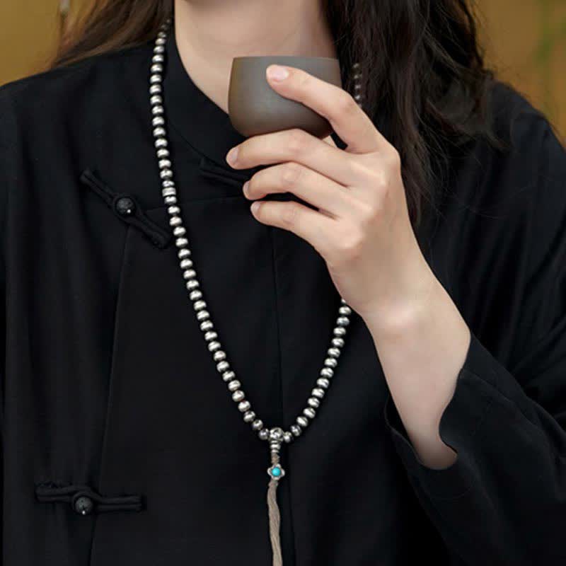 Buddha Stones 108Malaビーズ 925 スターリングシルバー レッドアゲート ターコイズ 自信のチャームブレスレット