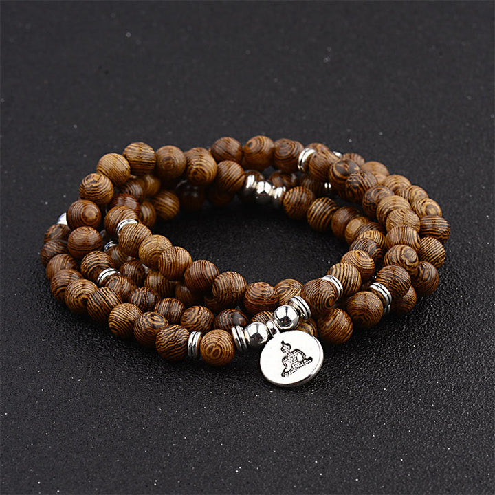 Buddha Stonesチベット雷撃木製ブレスレット 蓮華仏Mala