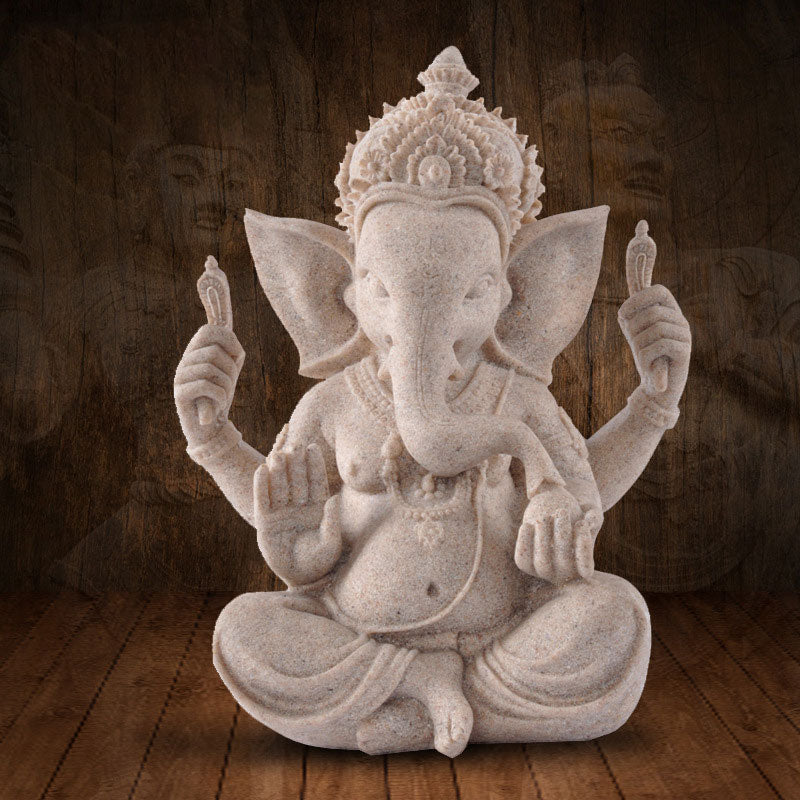 Buddha Stonesガネーシャ ガンパティ 象の像 富の祝福 室内装飾