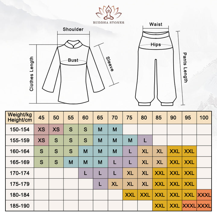 Buddha Stones瞑想禅祈りスピリチュアル太極拳気功練習ユニセックス刺繍服セット - image 5