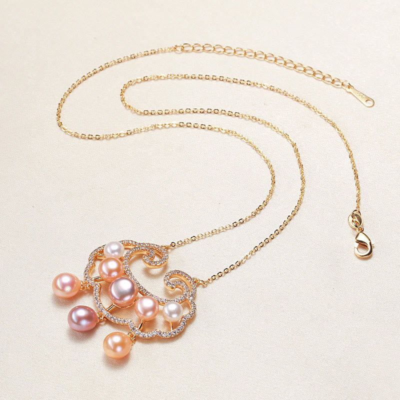 Buddha Stones18Kゴールドメッキ 天然真珠 中国ロックチャーム 誠実ネックレスペンダント