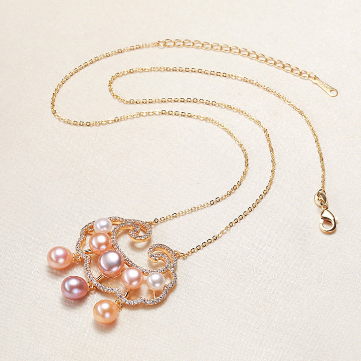 Buddha Stones18Kゴールドメッキ 天然真珠 中国ロックチャーム 誠実ネックレスペンダント