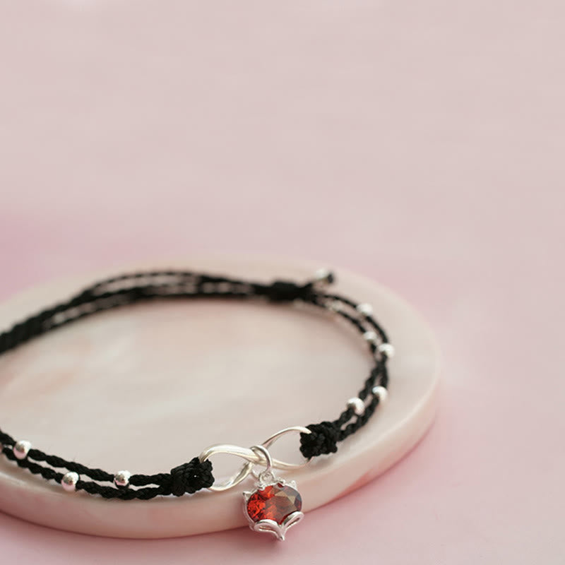 Buddha Stonesラブハート無限大シンボル編み紐アンクレット