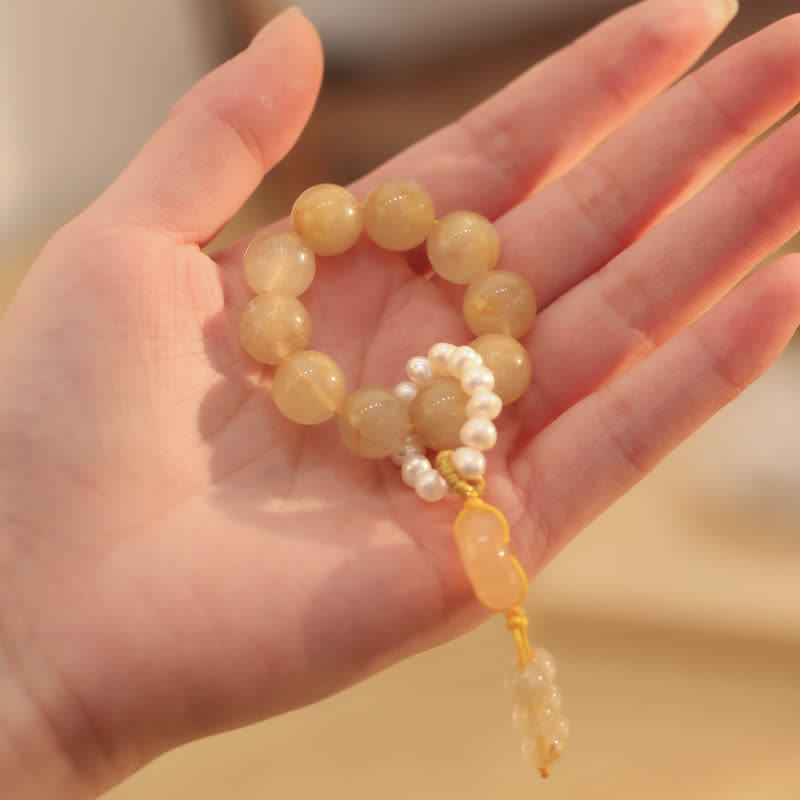 Buddha Stonesシトリン 平和バックル 繁栄と幸福 手首用Mala
