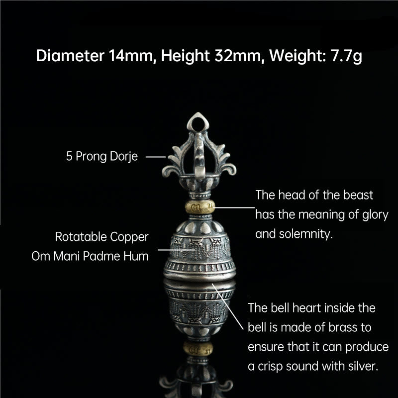 Buddha Stonesチベット 925 スターリングシルバーOm Mani Padme Humジェベル ヴァジュラ 彫刻 悟りのペンダント 吊り下げ装飾