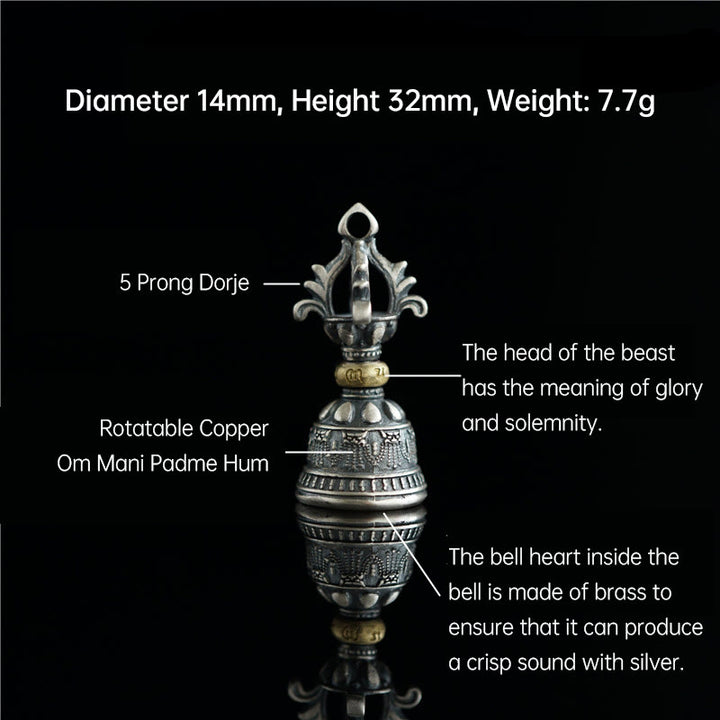 Buddha Stonesチベット 925 スターリングシルバーOm Mani Padme Humジェベル ヴァジュラ 彫刻 悟りのペンダント 吊り下げ装飾