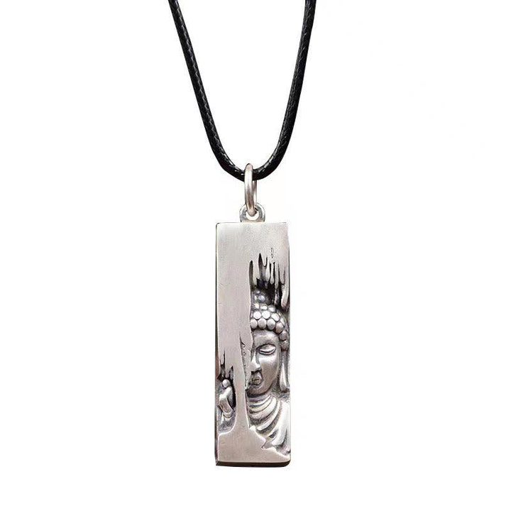 Buddha Stones如来 仏 強さ 守護 お守り 幸運 ペンダント ネックレス - 仏像+60cm革ロープ - image 1