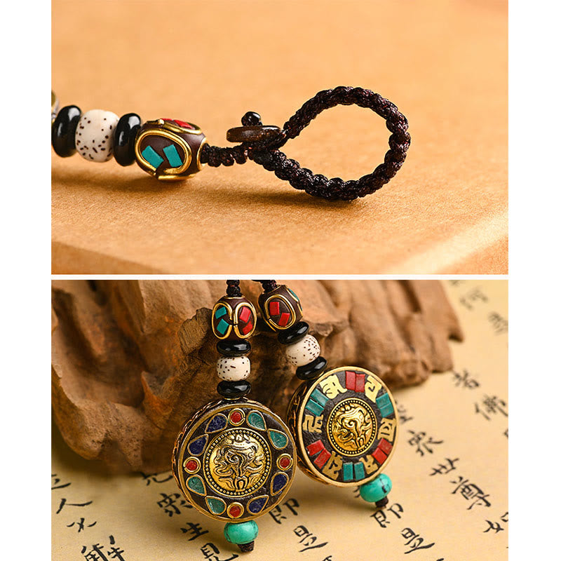 Buddha StonesチベットOm Mani Padme Humボディ シード ピース キーチェーン