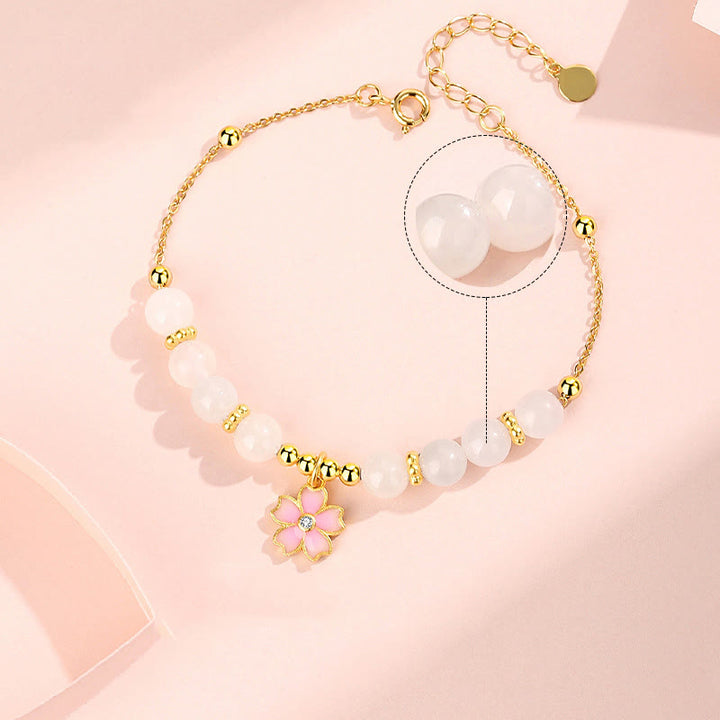 Buddha Stones 925スターリングシルバー 和田産白翡翠 桜守護ブレスレット - image 3