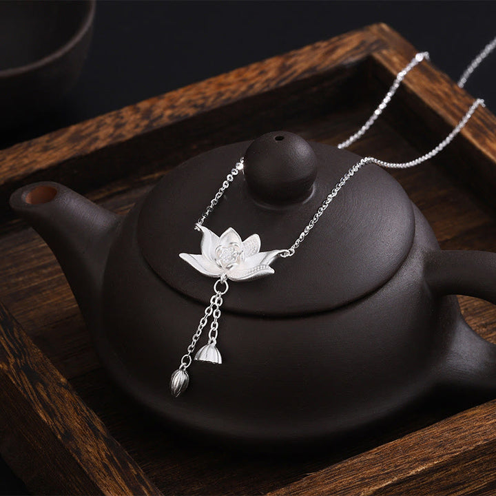 Buddha Stones999 スターリングシルバー 蓮の花の鞘 彫刻 悟りのネックレス ペンダント - image 2