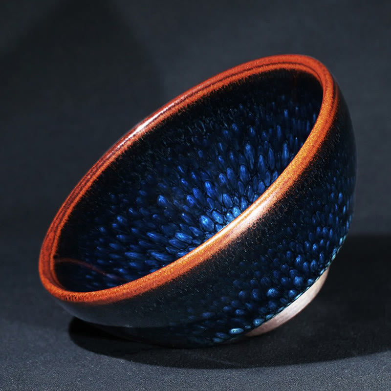 Buddha Stones手作り ブルーフランコリヌス スポット 中国 Jianzhan 陶器 ティーカップ カンフー ティーカップ ボウル - image 10