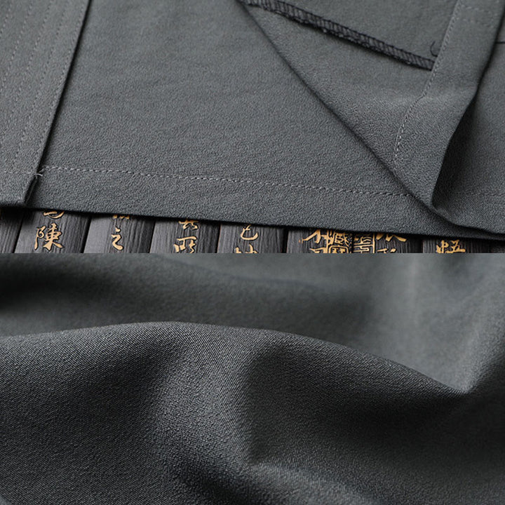 Buddha Stones唐装漢服中国龍伝統カンフーユニフォーム半袖トップスとパンツ衣類メンズセット - image 11