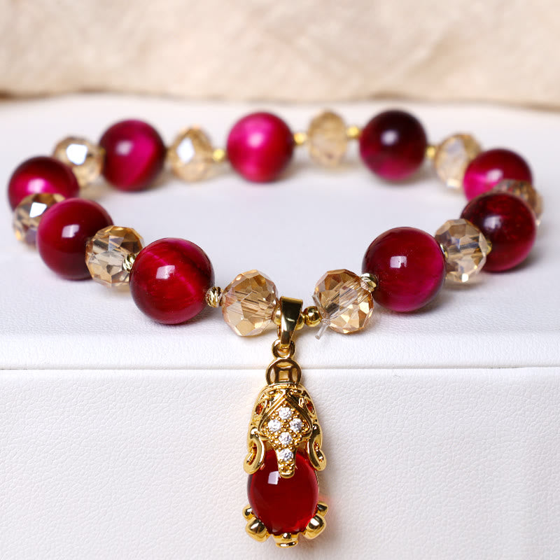Buddha Stonesレッドタイガーアイ 貔貅 狐 守護 自信 ブレスレット - image 1