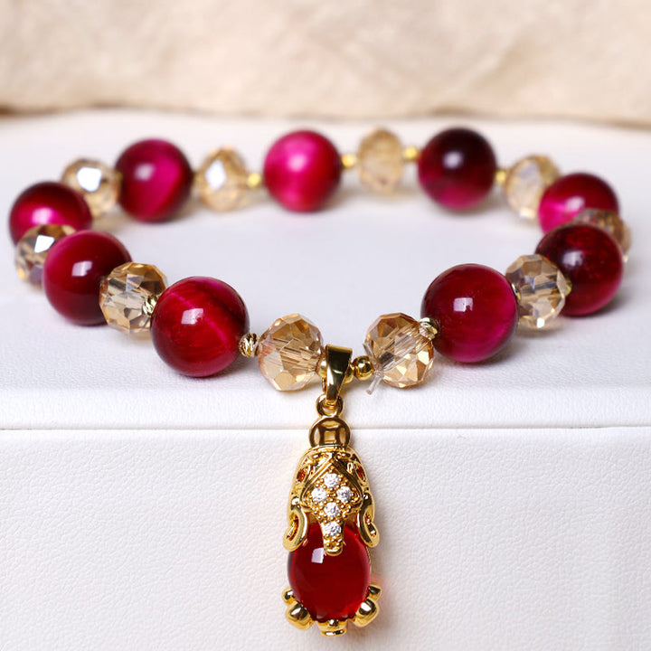 Buddha Stonesレッドタイガーアイ 貔貅 狐 守護 自信 ブレスレット - image 1