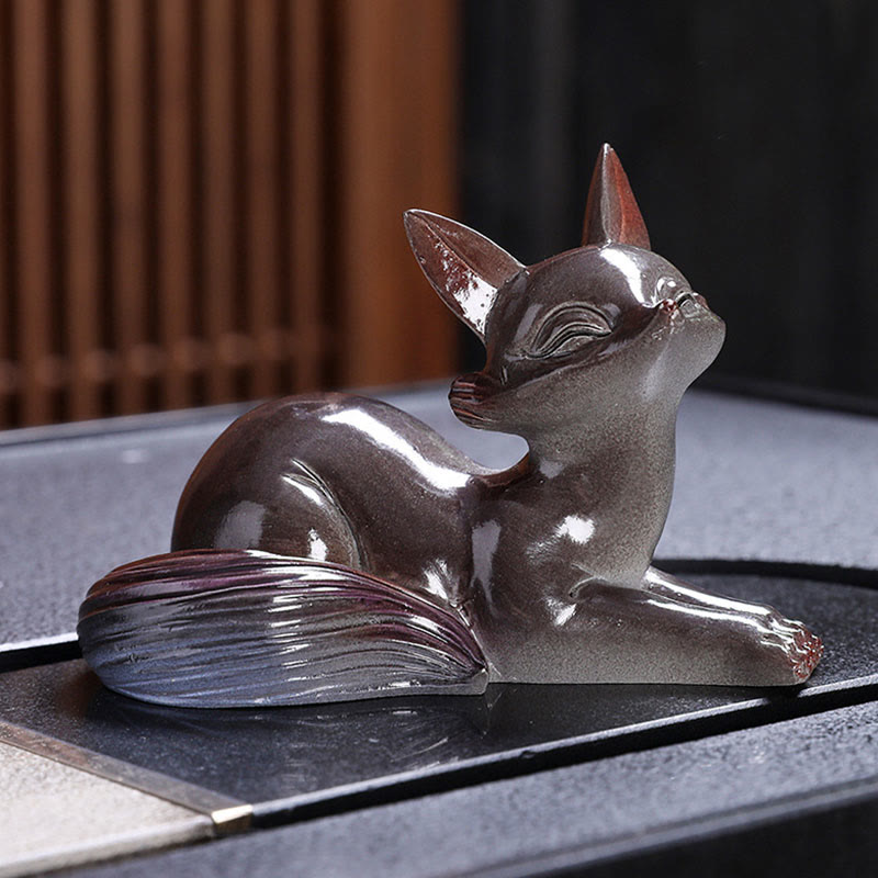 色が変わるBuddha Stones小さくてかわいいキツネのティーペット 樹脂製 置物 インテリア
