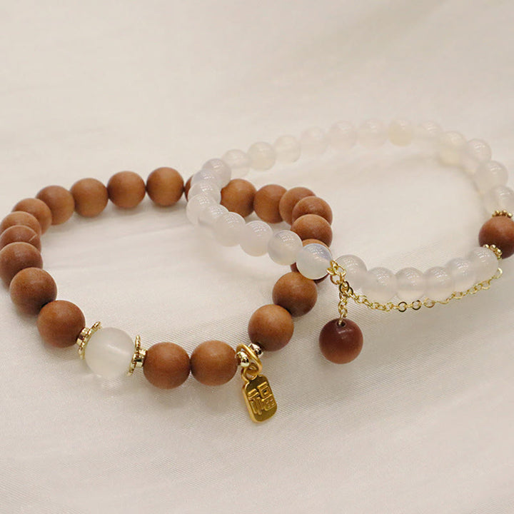 Buddha Stones白檀 キャッツアイ 福 キャラクター チャーム 守護 ブレスレット