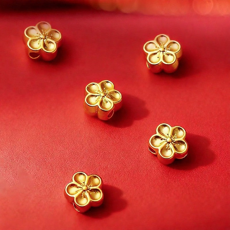 Buddha Stones 調節可能な赤紐の金色の花の守護ブレスレット - image 4