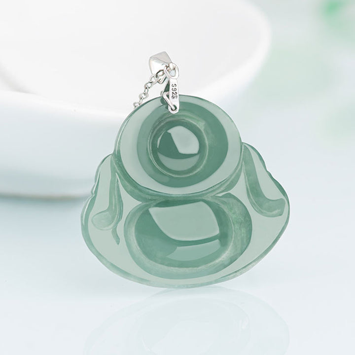 Buddha Stones925スターリングシルバー 笑う仏陀 翡翠 保護 穏やか ネックレス チェーン ペンダント - image 6