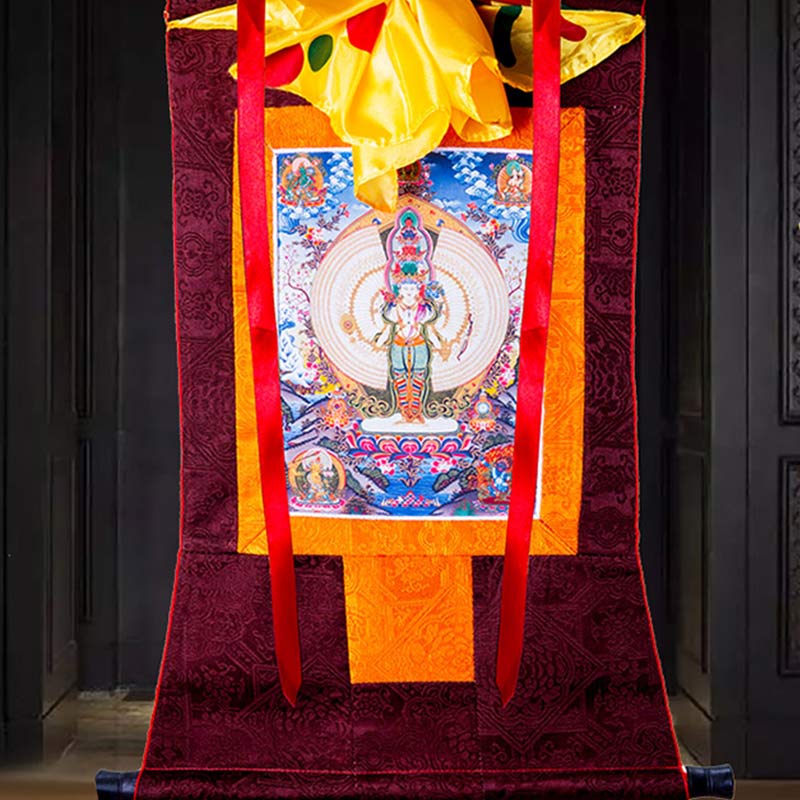 Buddha Stonesチベット 千手観音 額入り タンカ 祝福装飾