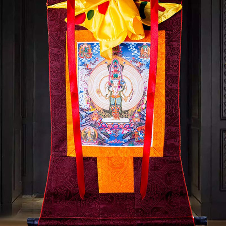 Buddha Stonesチベット 千手観音 額入り タンカ 祝福装飾