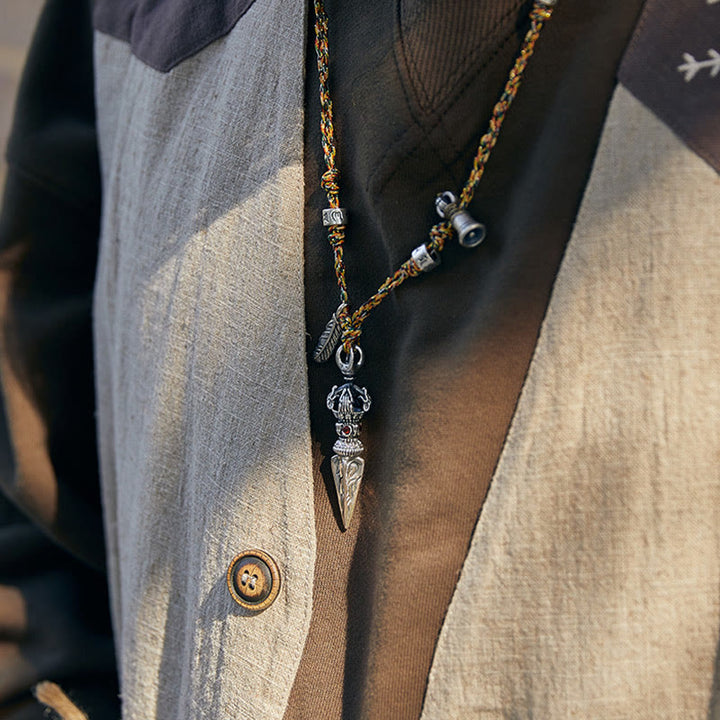 Buddha Stonesチベット ハンドメイド 925 スターリングシルバー ドルジェ ヴァジュラオーム・マニ・パドメ・フムフェザー ストレングス ネックレス ペンダント - image 3