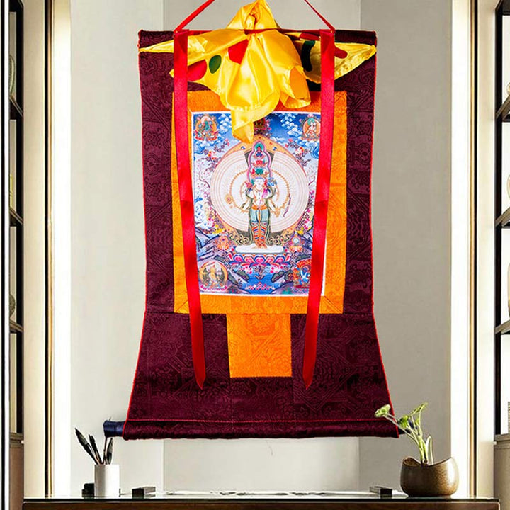 Buddha Stonesチベット 千手観音 額入り タンカ 祝福装飾