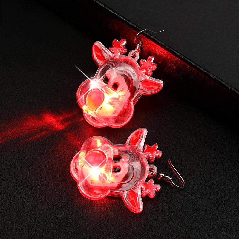 LEDクリスマスサンタクロースツリーエルク光るイヤリング