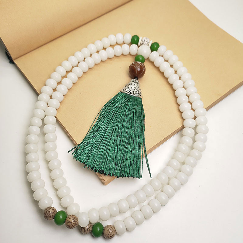 ホワイト菩提樹の種Mala108 個入り 守護ブレスレット