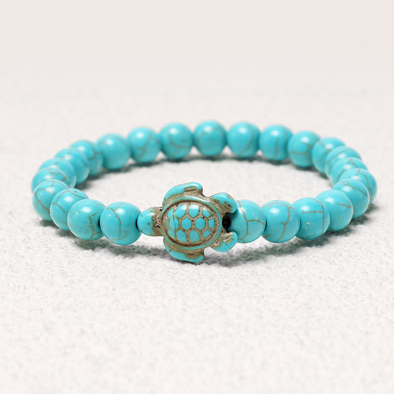Buddha Stones天然石ウミガメターコイズ祝福ブレスレット