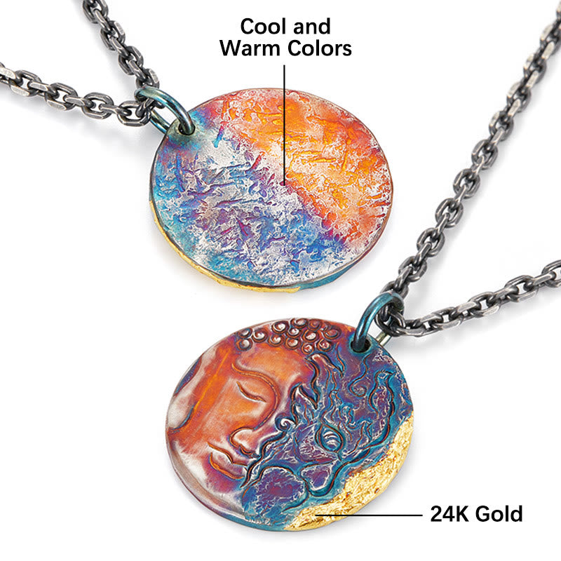 Buddha Stones999スターリングシルバー 24Kゴールド 半悪魔 半仏 慈悲のネックレスペンダント - image 5