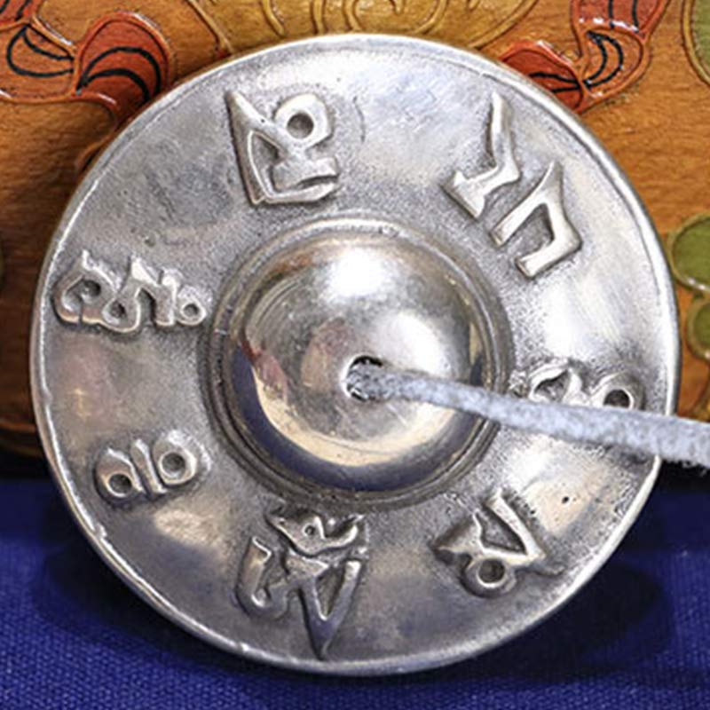 Buddha Stonesチベット ティンシャベル 六つの真実の言葉 白銅製 癒しの装飾