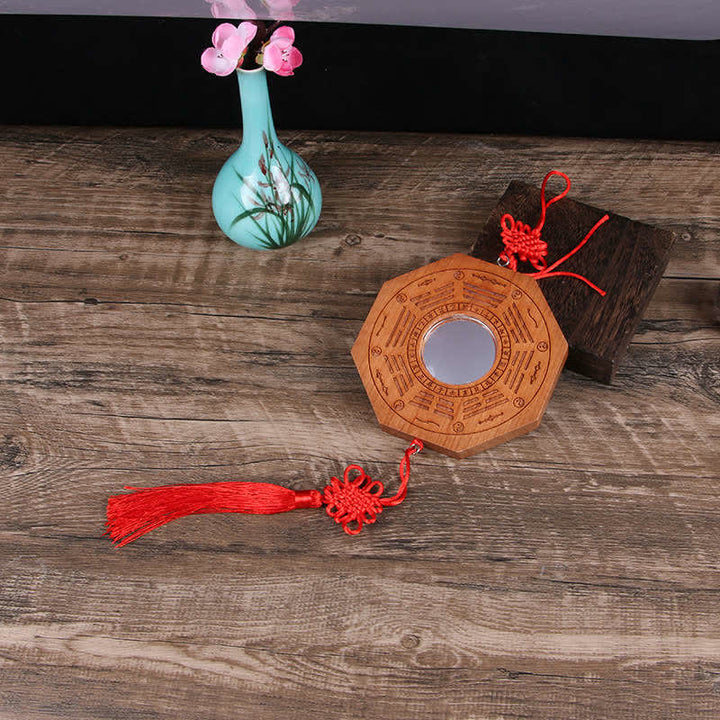 風水八卦図 桃の木 五帝銭 中国結び バランスエネルギーマップ ミラー - 20×2cm - 凹面鏡 - 八卦図と中国結び - image 4