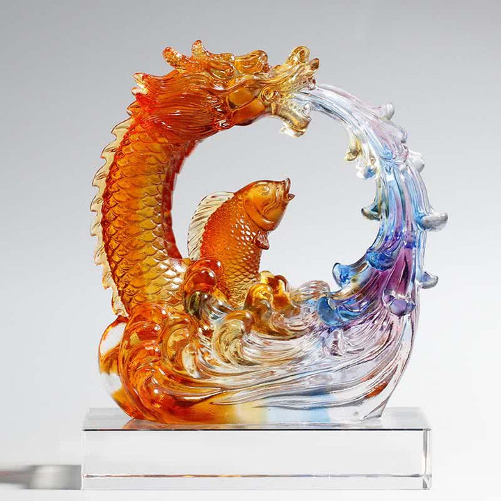 Buddha Stones風水 龍 鯉 手作り 琉璃 クリスタル アートピース ホームオフィス 装飾