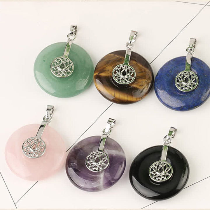 Buddha Stones各種クリスタルアメジストピンククリスタルロータスヒーリングネックレスペンダント