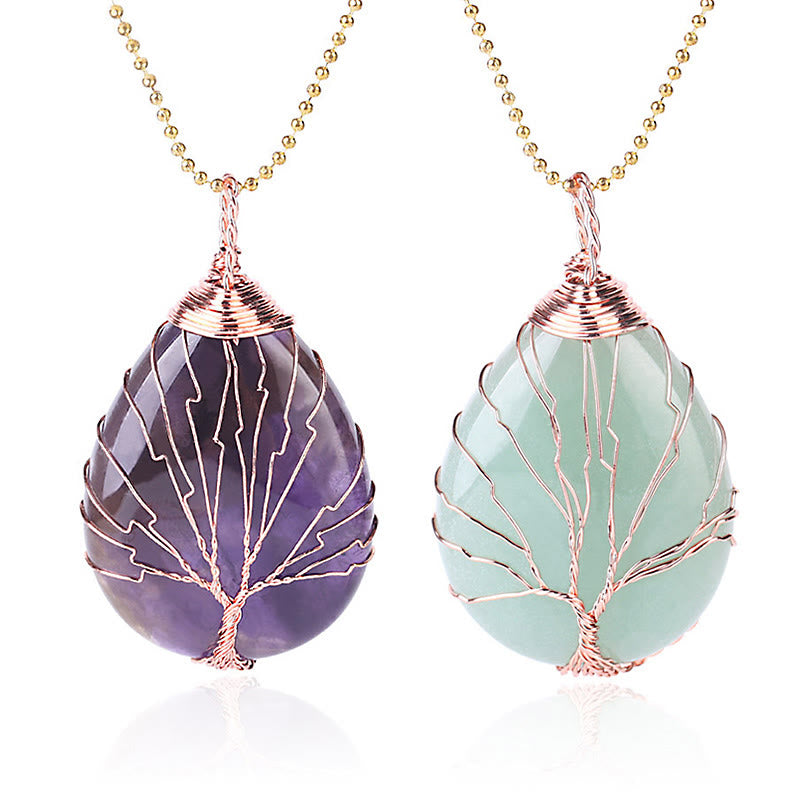 Buddha Stones天然水晶 生命の樹 ヒーリングエネルギー ネックレス ペンダント - image 1