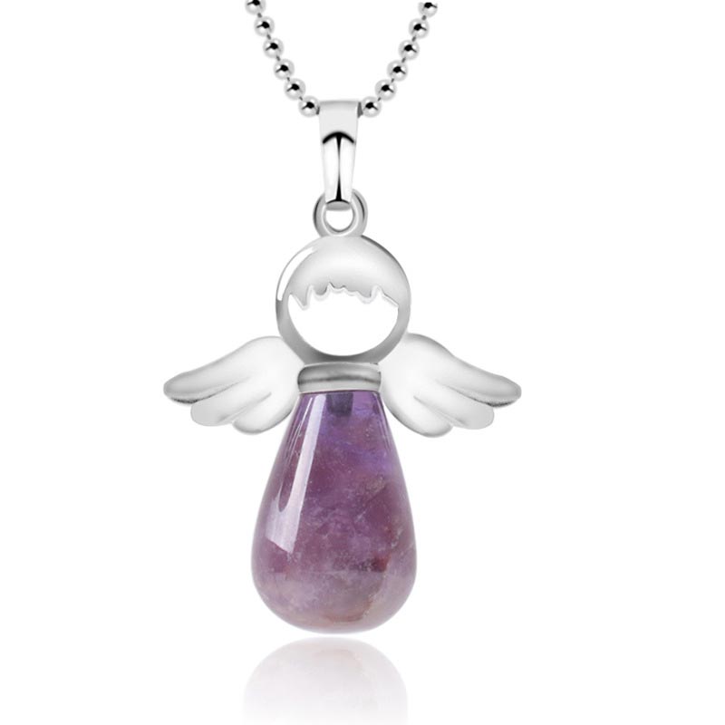 Buddha Stonesの小さな天使の羽根天然水晶の幸運のネックレスペンダント