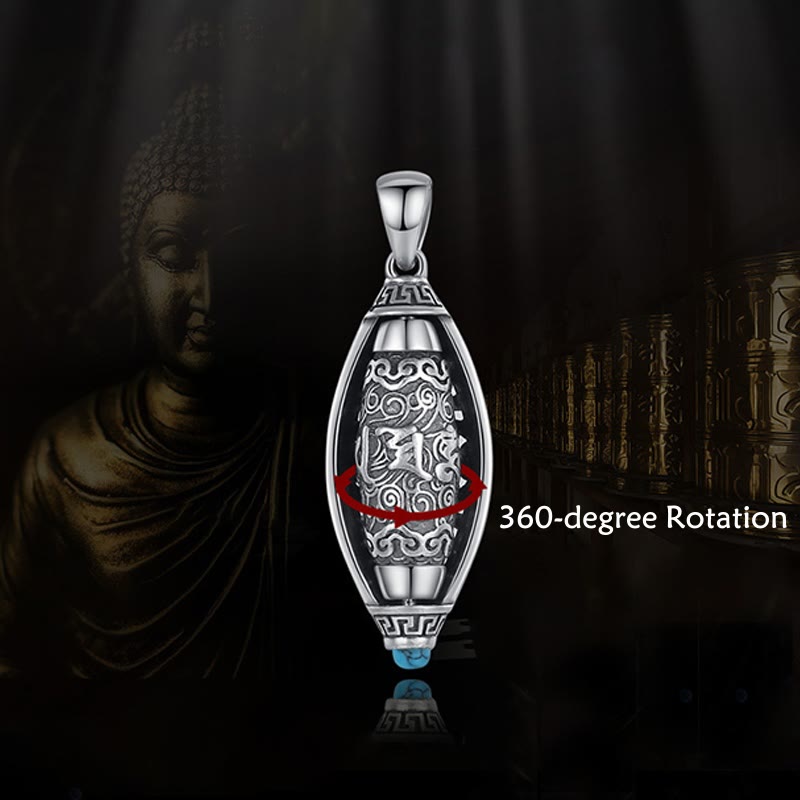 チベットのBuddha Stonesオム・オーム・マニ・パドメ・フム守護ネックレス 回転式ペンダント - image 1